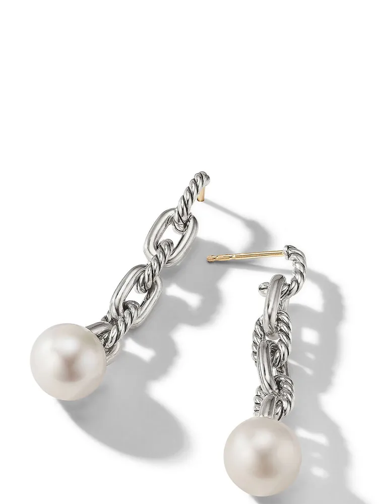 Dy Madison® Pearl Chain Drop Earrings In Sterling Silver