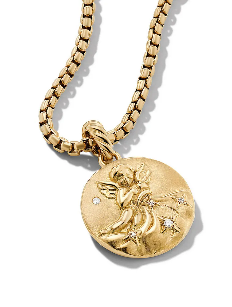 Aquarius Amulet In 18k Yellow Gold With Diamonds