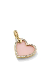 Dy Elements® Heart Amulet In 18k Yellow Gold With Pink Opal And Pavé Diamonds