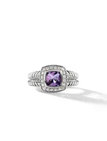 Petite Albion® Ring Sterling Silver With Amethyst And Pavé Diamonds