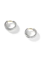 Petite Pavé Huggie Hoop Earrings In Sterling Silver With Diamonds