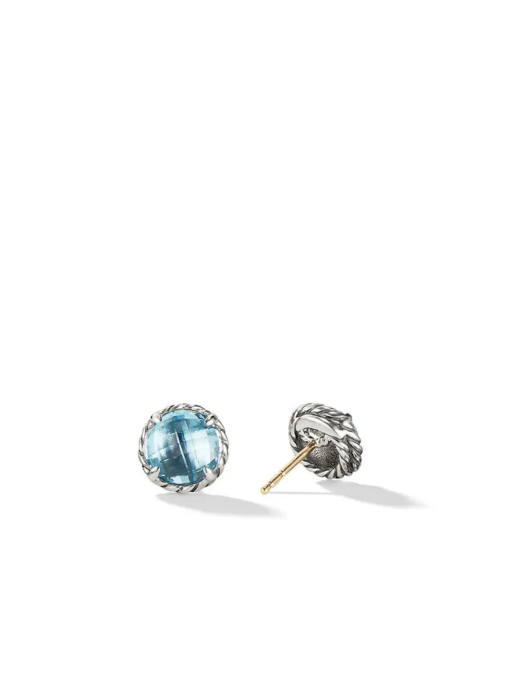 Petite Chatelaine® Stud Earrings In Sterling Silver With Blue Topaz