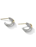 Petite X Hoop Earrings In Sterling Silver With 18k Yellow Gold