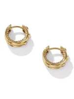 Modern Renaissance Huggie Hoop Earrings In 18k Yellow Gold With Diamonds