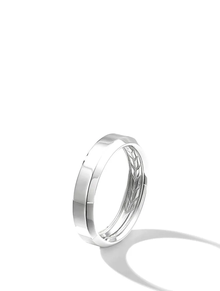 Beveled Band Ring 18k White Gold