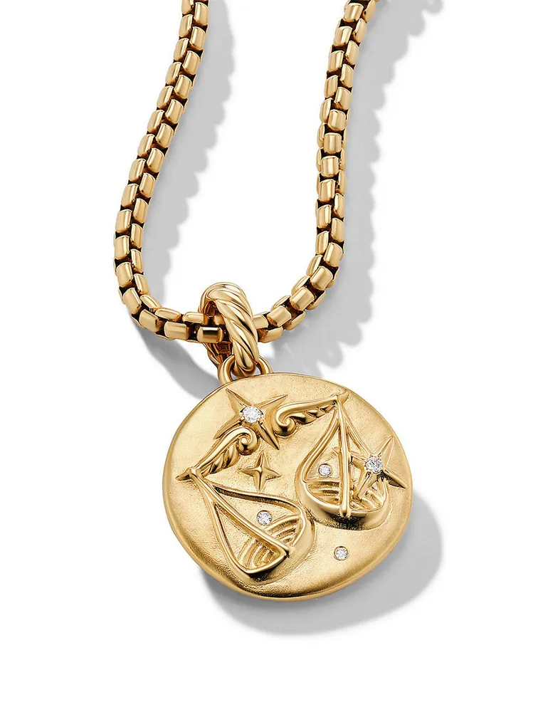 Libra Amulet In 18k Yellow Gold With Diamonds