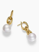 Dy Madison® Pearl Drop Earrings In 18k Yellow Gold, 32mm