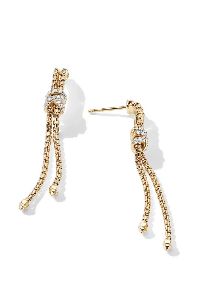 Helena Box Chain Drop Earrings In 18k Yellow Gold With Pavé Diamonds