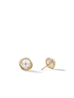 Crossover Infinity Pearl Stud Earrings In 18k Yellow Gold