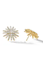 Starburst Stud Earrings In 18k Gold With Full Pavé Diamonds