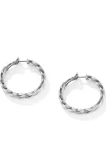 Cable Edge® Hoop Earrings In Sterling Silver