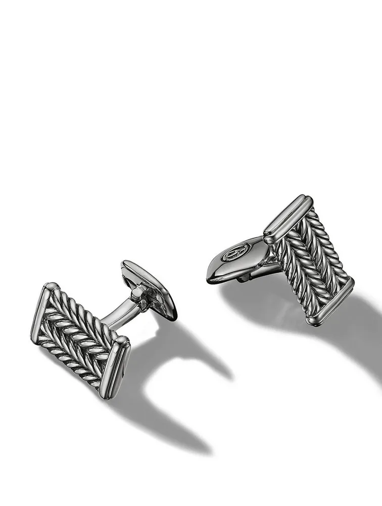 Chevron Cufflinks In Sterling Silver