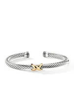 X Station Bracelet Sterling Silver With 14k Yellow Gold