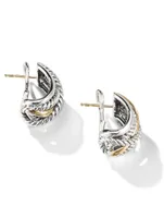 Crossover Shrimp Earrings In Sterling Silver With 14k Yellow Gold