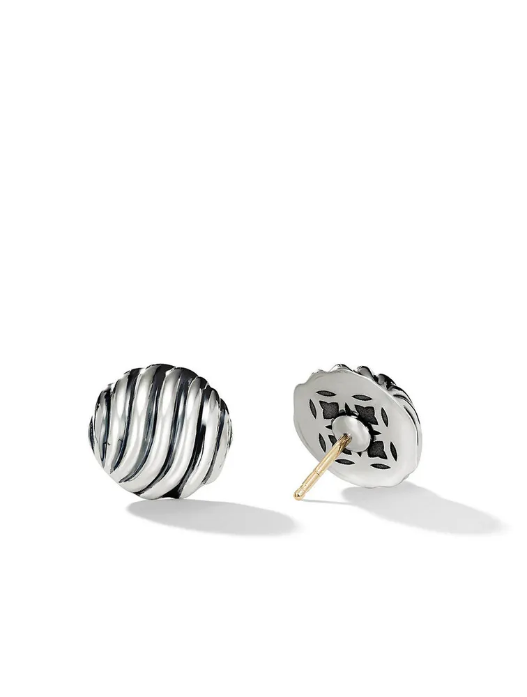 Sculpted Cable Stud Earrings In Sterling Silver