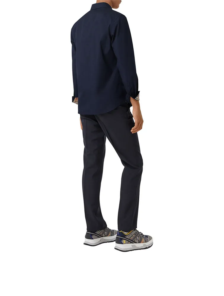 Slim Fit Monogram Motif Stretch Cotton Poplin Shirt