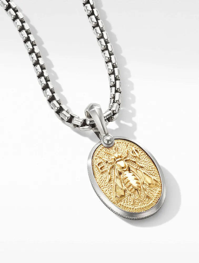 Petrvs® Bee Amulet In Sterling Silver With 18k Yellow Gold