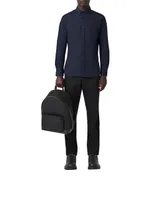 Slim Fit Monogram Motif Stretch Cotton Poplin Shirt