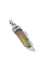 Wrapped Labradorite Crystal Amulet With Sterling Silver And Pavé Diamonds