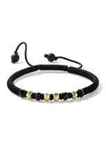 Fortune Woven Black Nylon Bracelet With Onyx And 18k Yellow Gold