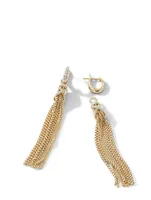 Helena Chain Tassel Earrings In 18k Yellow Gold With Pavé Diamonds