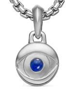 Evil Eye Amulet In Sterling Silver With Lapis, 14.5mm