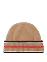 Reversible Icon Stripe Cashmere Cotton Beanie