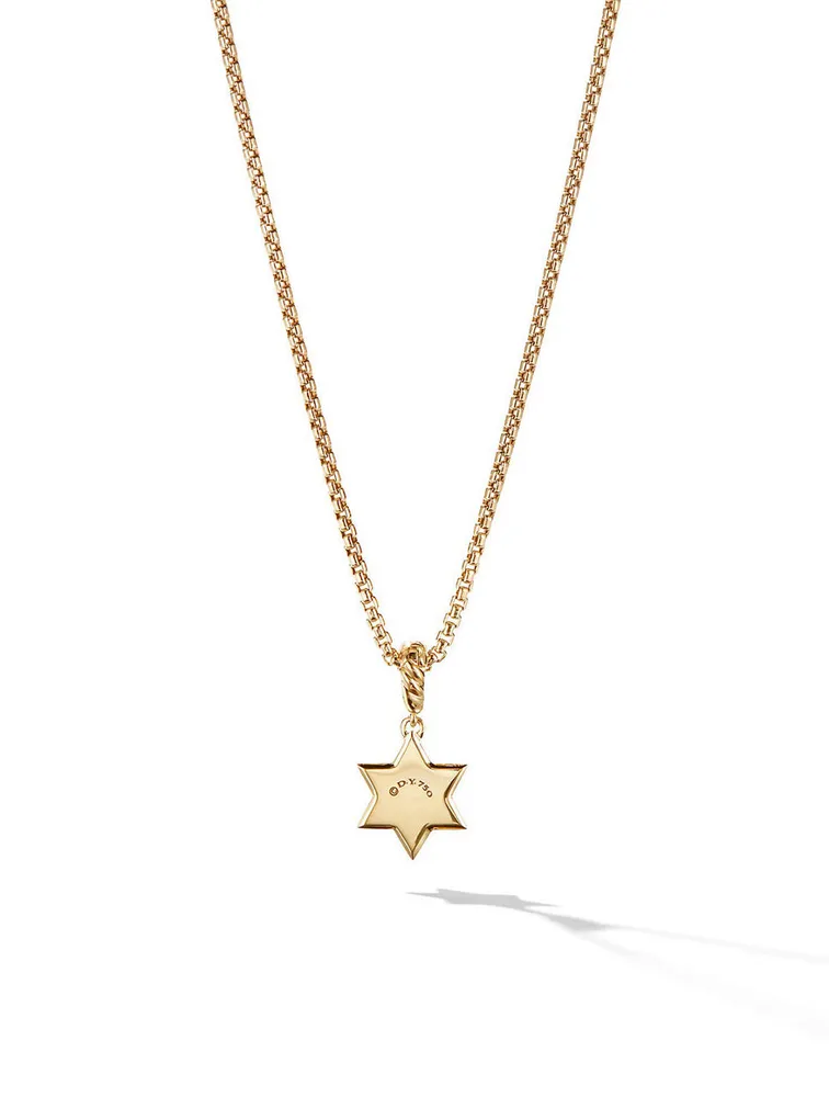 Star Of David Amulet In 18k Yellow Gold With Center Diamond