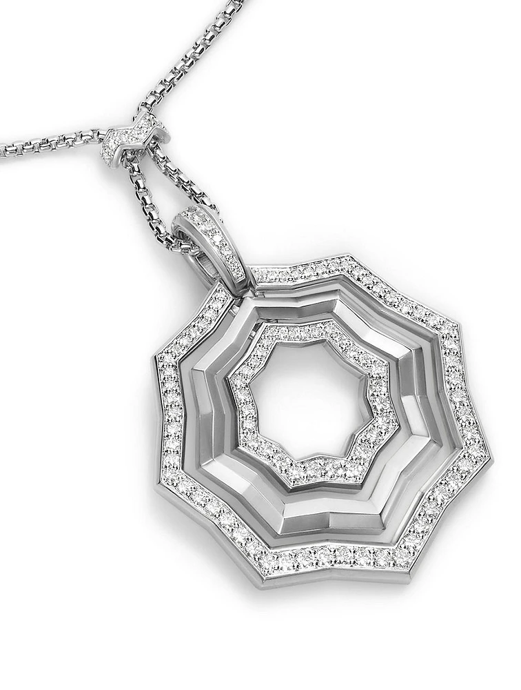 Zig Zag Stax™ Pendant Necklace In Sterling Silver With Diamonds, 38mm