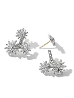 Starburst Cluster Earrings In Sterling Silver With Pavé Diamonds