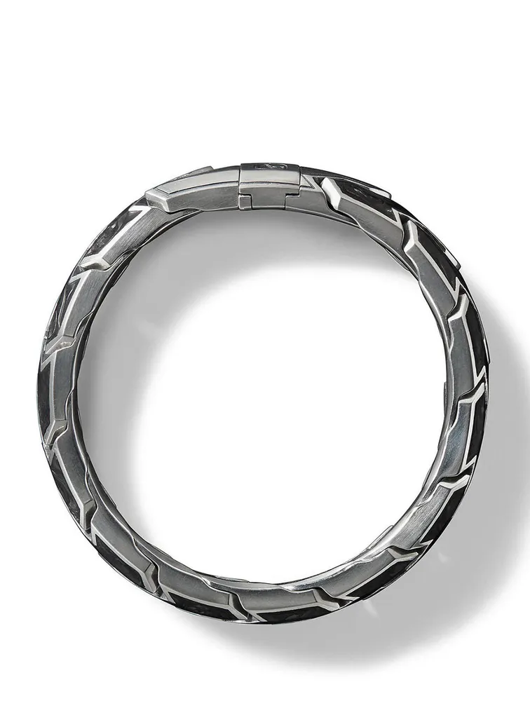 Forged Carbon Link Bracelet Sterling Silver