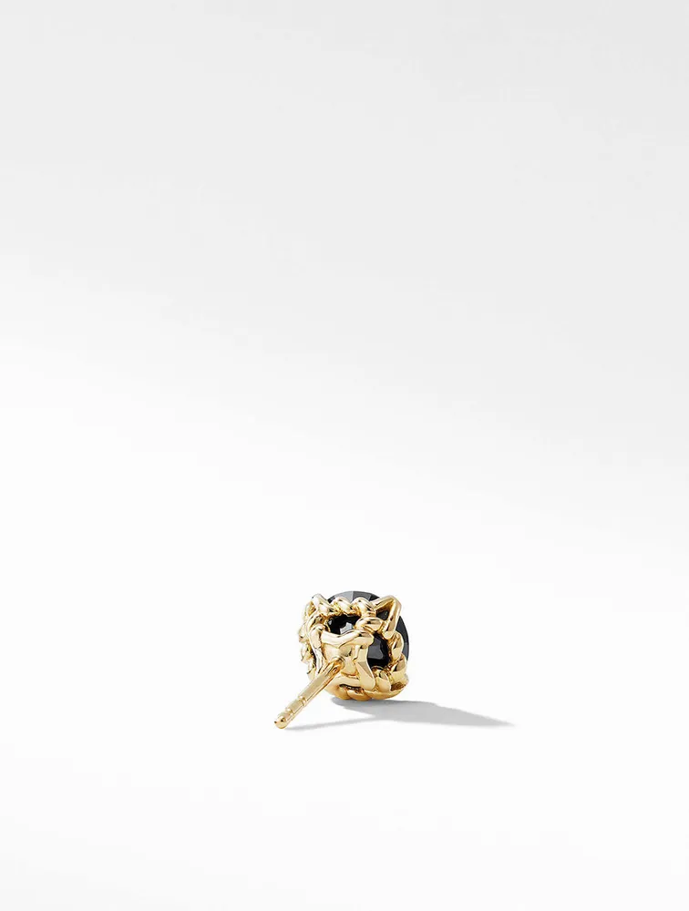 Stud Earring In 18k Yellow Gold With Black Diamond
