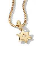 Star Of David Amulet In 18k Yellow Gold With Center Diamond