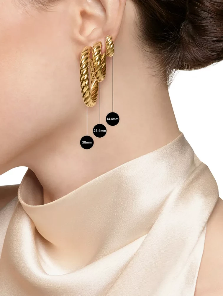 Crossover Hoop Earrings In Sterling Silver With 18k Yellow Gold