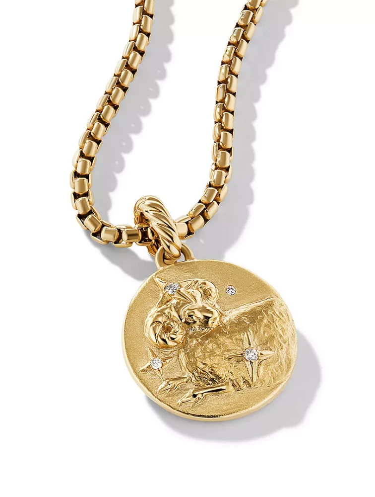 Aries Amulet In 18k Yellow Gold With Diamonds