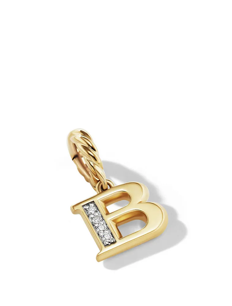 Pavé B Initial Pendant In 18k Yellow Gold With Diamonds