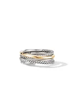 Crossover Band Ring Sterling Silver With 18k Yellow Gold