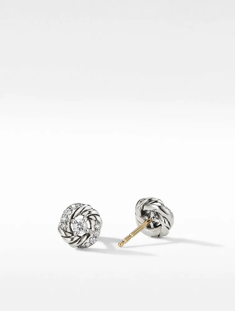 Petite Infinity Stud Earrings In Sterling Silver With Diamonds