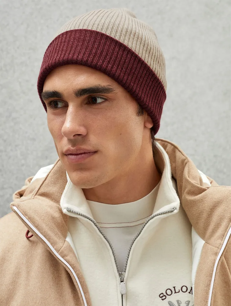 Cashmere Double Knit Ribbed Beanie