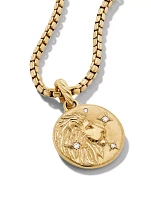 Leo Amulet In 18k Yellow Gold With Diamonds
