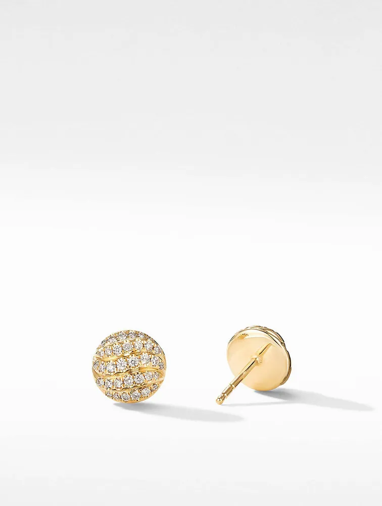 Cable Collectibles® Stud Earrings In 18k Yellow Gold With Pavé Diamonds