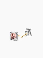 Petite Chatelaine® Pavé Bezel Stud Earrings In Sterling Silver With Morganite And Diamonds, 5mm