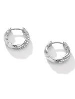 Cable Edge® Huggie Hoop Earrings In Sterling Silver With Pavé Diamonds