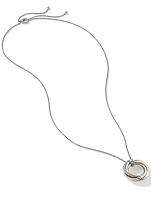 Crossover Pendant Necklace In Sterling Silver With 14k Yellow Gold