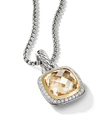 Albion® Pendant In Sterling Silver With Champagne Citrine, Pavé Diamonds And 18k Yellow Gold