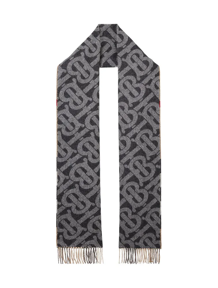 Reversible Check And Monogram Cashmere Scarf