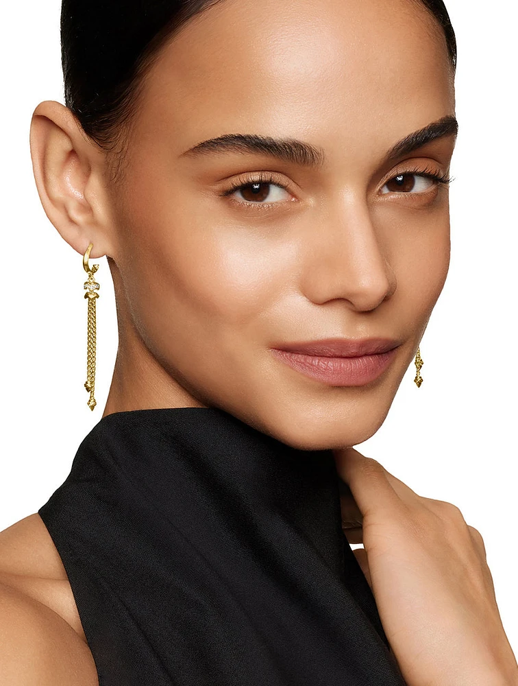 Zig Zag Stax™ Chain Drop Earrings In Sterling Silver With 18k Yellow Gold And Diamonds, 66mm