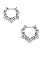Zig Zag Stax™ Huggie Hoop Earrings In Sterling Silver With Diamonds, 13mm