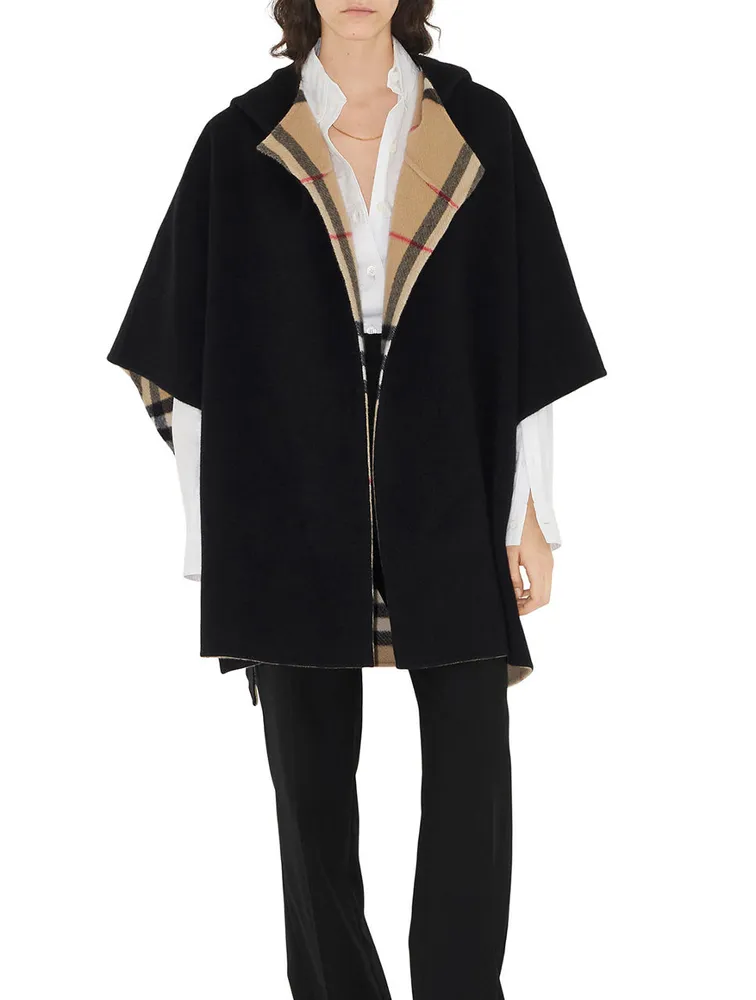 Cashmere Reversible Hooded Cape