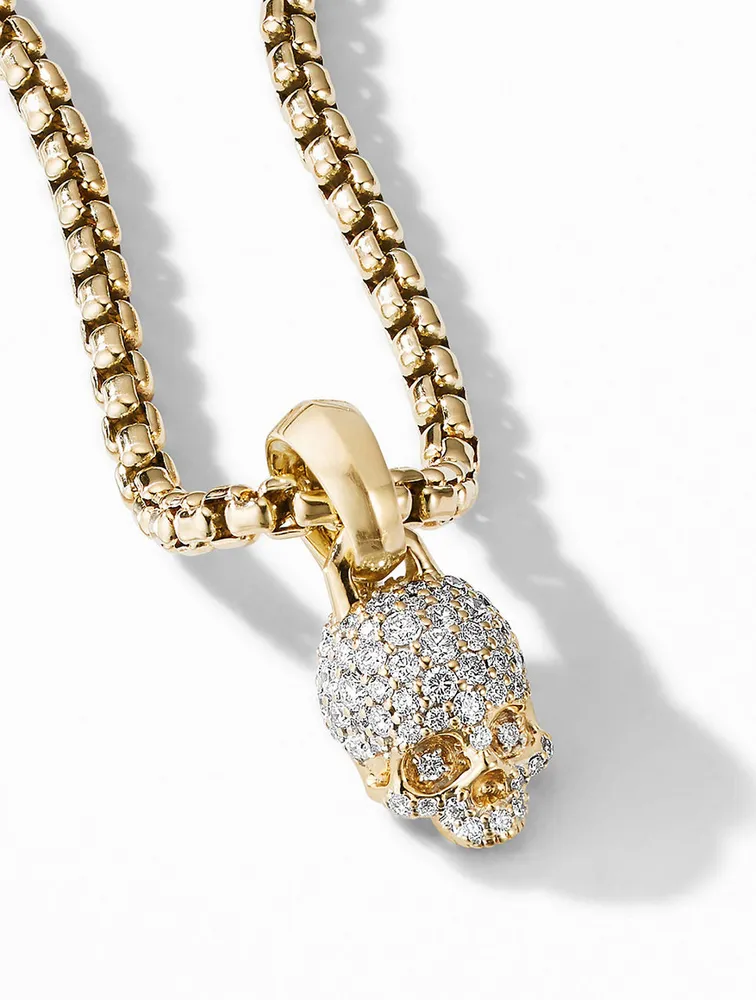 Skull Charm With Full Pavé Diamonds And 18k Yellow Gold